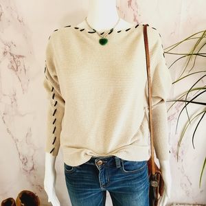 Magaschoni Cream Sweater with Black Accents